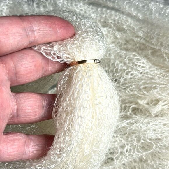 Goat Wool Lace Knit Oblong Shawl Scarf Handmade Russian Orenburg Style Ivory - Picture 11 of 11